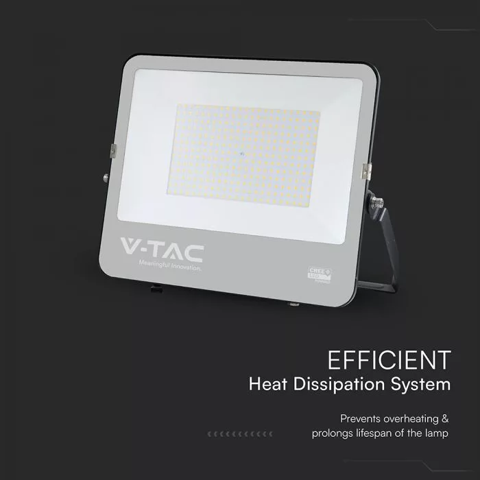 V-TAC LED reflektor Slimline 200W 22960lm 6500K fekete házas (CREE LED) - 232216 - Image 3