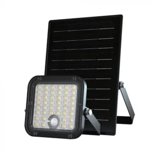 V-TAC Napelemes LED reflektor 10W 1500lm 3,7V 3600mAh 4000K-6000K, mozgásérzékelővel, távírányítóval, fekete - 23756