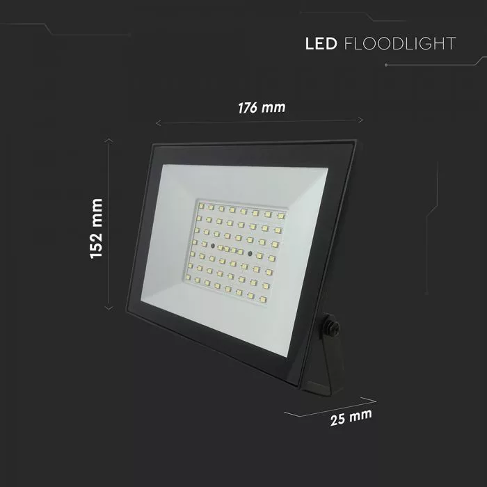 V-TAC LED reflektor 50W 4700lm 110o 6500K fekete házas - 23990 - Image 5