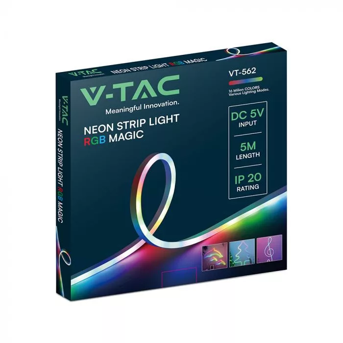 V-TAC Okos magic RGB NEON LED szalag, vezérlővel 30LED/m, 3W/m, 5V IP20 - 24050 - Image 8