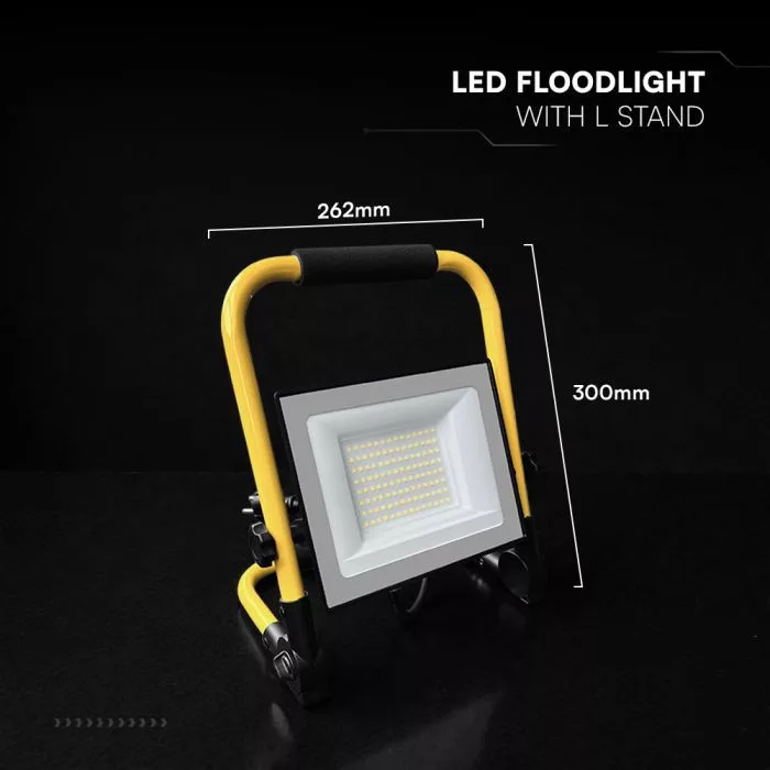 V-TAC LED hordozható reflektor álvánnyal 50W 4270lm 6500K, (CREE LED), 3m vezetékkel, fekete - 242196 - Image 7
