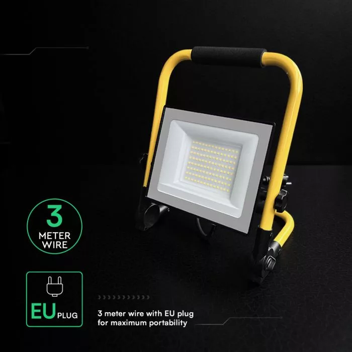 V-TAC LED hordozható reflektor álvánnyal 50W 4270lm 6500K, (CREE LED), 3m vezetékkel, fekete - 242196 - Image 4