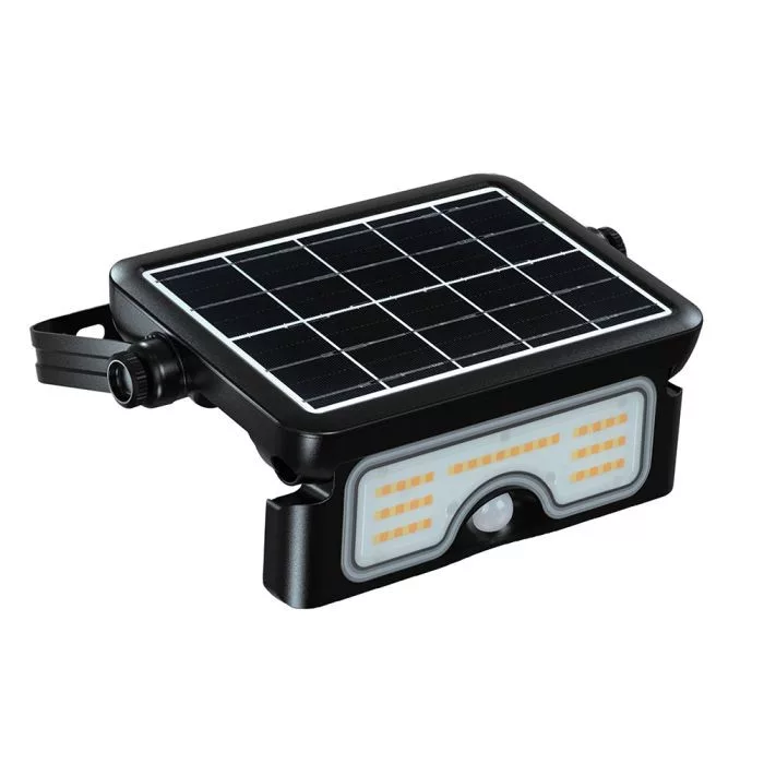 V-TAC napelemes mozgásérzékelős reflektor 7W 900lm 120o 3in1 CCT, fekete - 24341