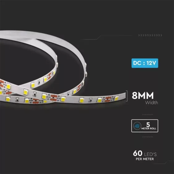 V-TAC LED szalag SMD4040 60 LED / m, 8W / m, 12V 800lm / m, IP20 4000K - 2932 - Image 6