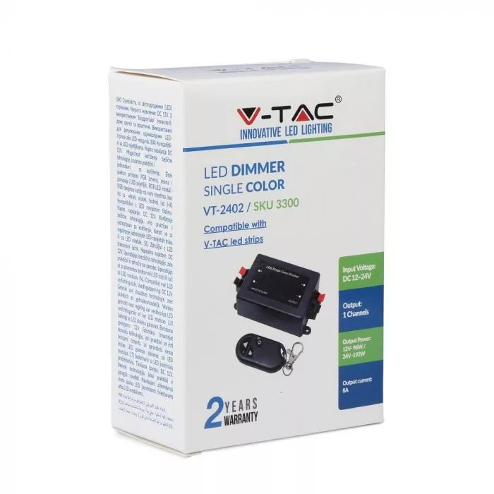 V-TAC LED szalaghoz távirányítós dimmer + vezérlő, 12V / 96W; 24V / 192W - 3300 - Image 5