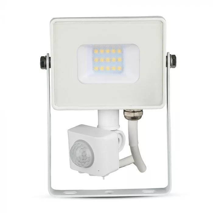 V-TAC LED reflektor Samsung Chip 10W 800lm 4000K, mozgásérzékelővel, fehér házzal - 434