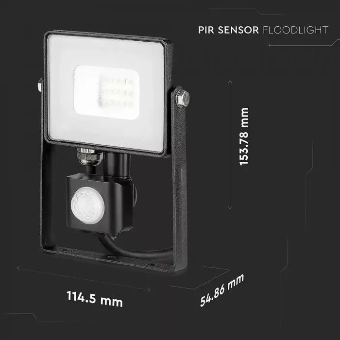 V-TAC LED reflektor Samsung Chip 10W 800lm 4000K, mozgásérzékelővel, fekete házzal - 437 - Image 9