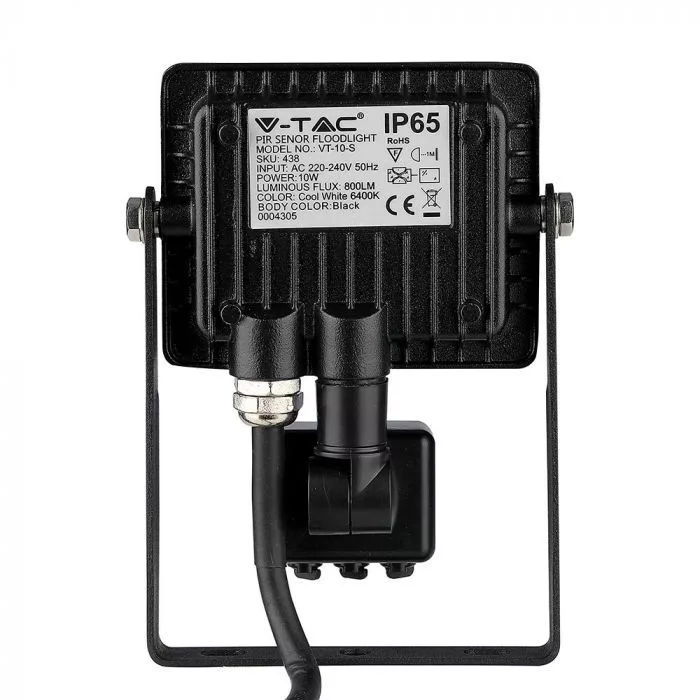 V-TAC LED reflektor Samsung Chip 10W 800lm 4000K, mozgásérzékelővel, fekete házzal - 437 - Image 6
