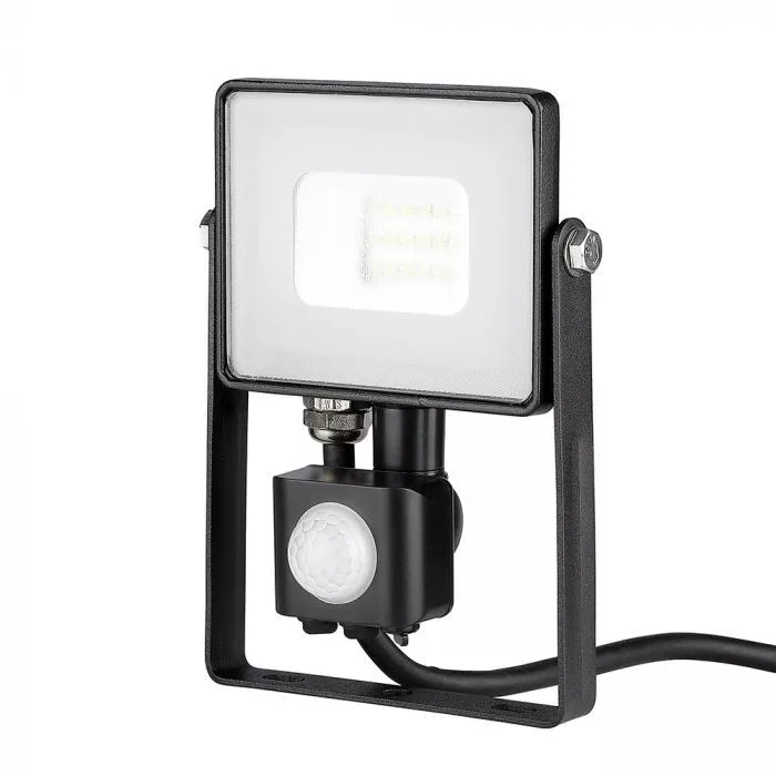 V-TAC LED reflektor Samsung Chip 10W 800lm 4000K, mozgásérzékelővel, fekete házzal - 437