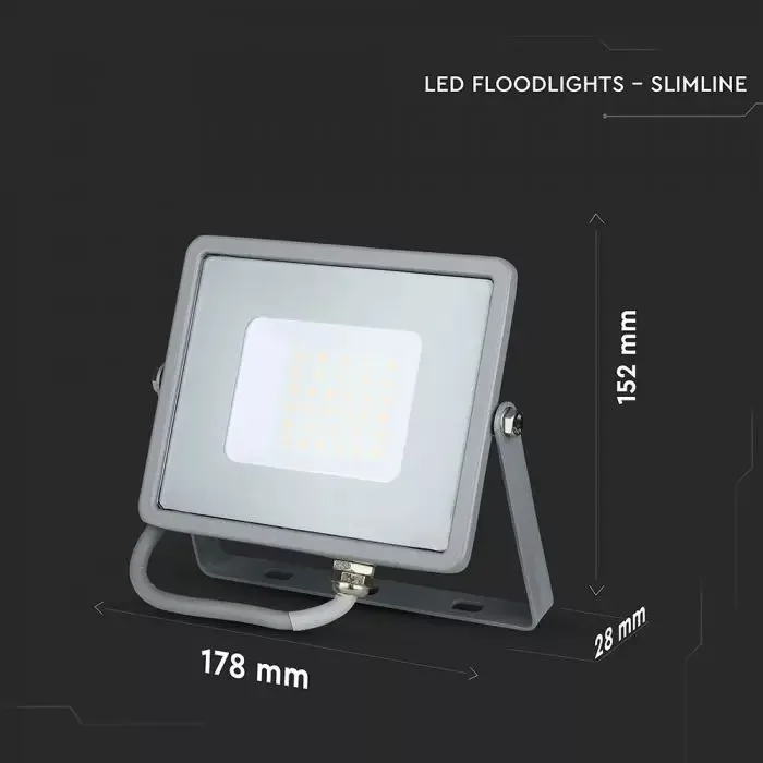 V-TAC LED reflektor 30W 2400lm 100o 6400K (Samsung Chip) szürke házas - 456 - Image 9