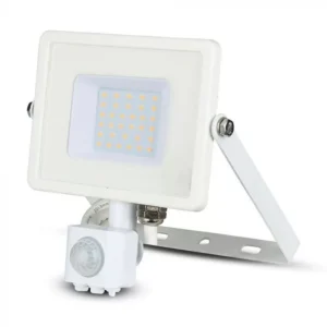 V-TAC LED reflektor Samsung Chip 30W 2400lm 3000K, mozgásérzékelővel, fehér házzal - 457