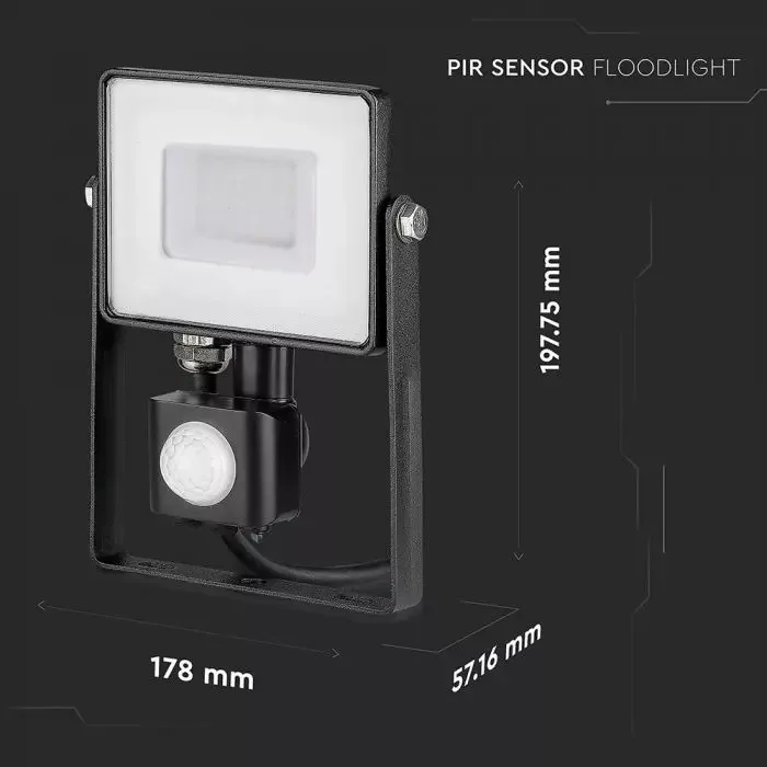 V-TAC LED reflektor Samsung Chip 30W 2400lm 3000K, mozgásérzékelővel, fekete házzal - 460 - Image 2