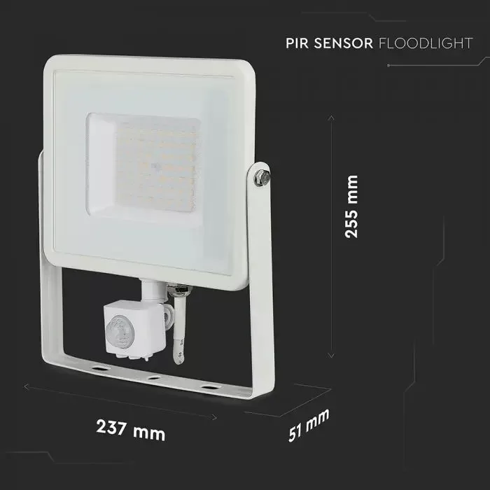 V-TAC LED reflektor Samsung Chip 50W 4000lm 3000K, mozgásérzékelővel, fehér házzal - 466 - Image 8