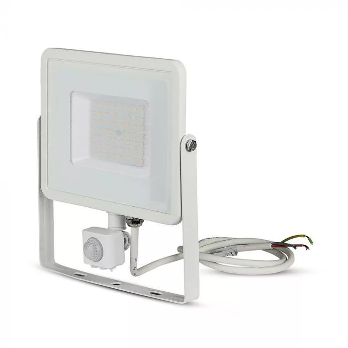 V-TAC LED reflektor Samsung Chip 50W 4000lm 3000K, mozgásérzékelővel, fehér házzal - 466