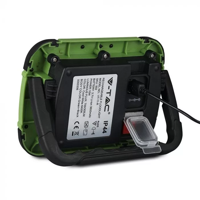 V-TAC LED tölthető reflektor USB aljzattal, SOS funkcióval 10W 700lm 100o 6400K (Samsung Chip) - 502 - Image 5