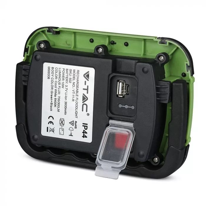 V-TAC LED tölthető reflektor USB aljzattal, SOS funkcióval 10W 700lm 100o 6400K (Samsung Chip) - 502 - Image 2