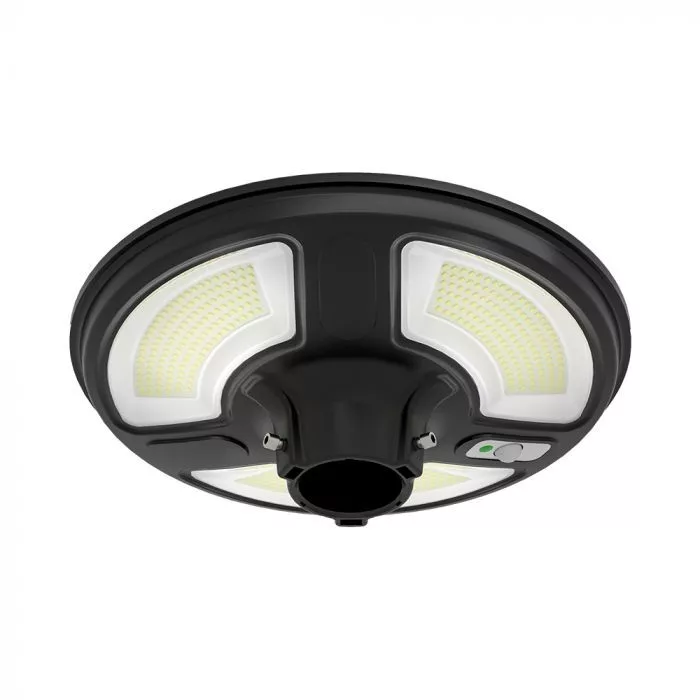 V-TAC Oszlopra szerelhető napelemes lámpa távirányítóval, radarral, 24W 1500lm 3,2V 22000mAh, 6500K, fekete - 5153 - 11258