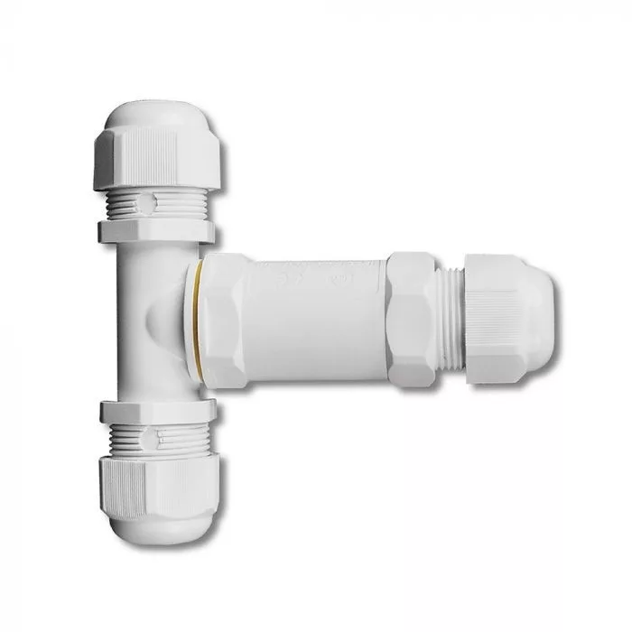 V-TAC vízálló kötődoboz, T elosztó, 8-12 mm IP68, fehér - 5979