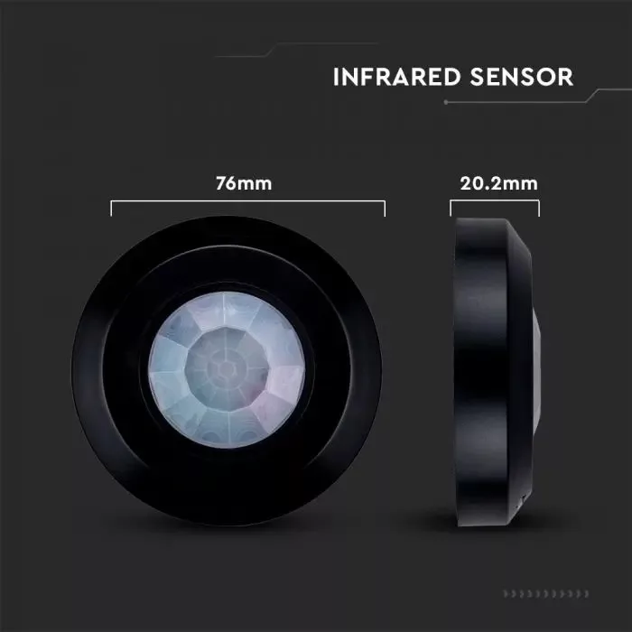 V-TAC mennyezeti infravörös mozgásérzékelő 360o, Max. 200W 240V (LED), IP20 fekete - 6607 - Image 2