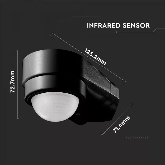 V-TAC sarok kialakítású infravörös mozgásérzékelő 240o, Max. 600W 240V (LED), IP65 fekete - 6612 - Image 2