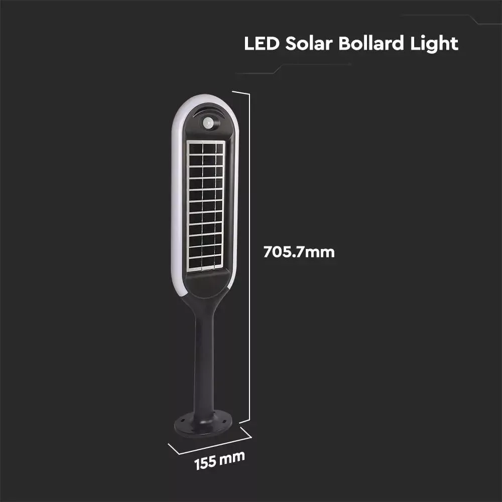 V-TAC leszúrható napelemes kerti lámpa mozgásérzékelővel, 5W 400lm 3,7V 2000mAh, 4000K, fekete színű - 6665 - Image 7
