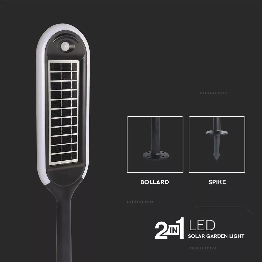 V-TAC leszúrható napelemes kerti lámpa mozgásérzékelővel, 5W 400lm 3,7V 2000mAh, 4000K, fekete színű - 6665 - Image 3