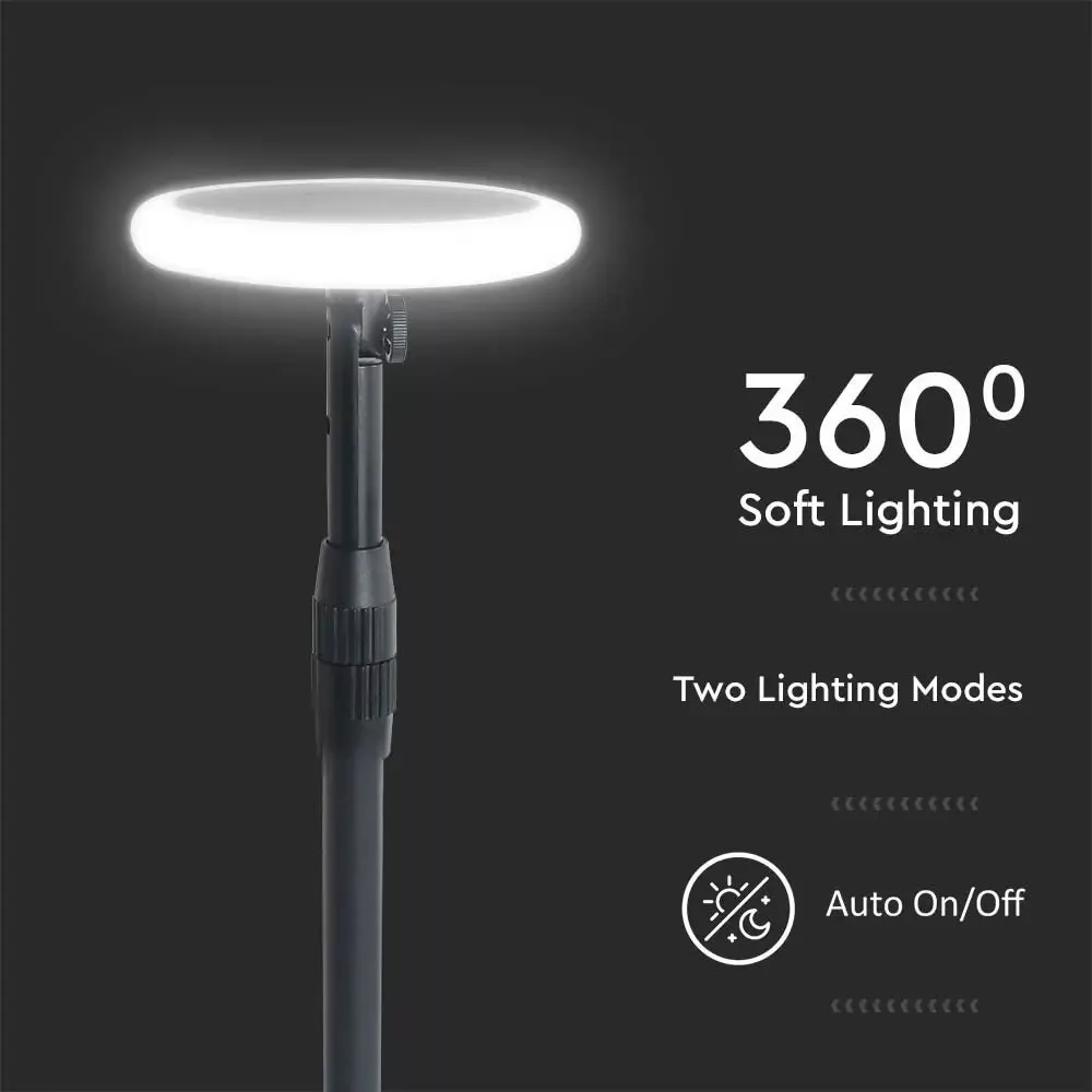 V-TAC napelemes kerti lámpa állítható magassággal, 129 cm, 8W 500lm 7,4V 2000mAh, 4000K, fekete színű - 6669 - Image 4