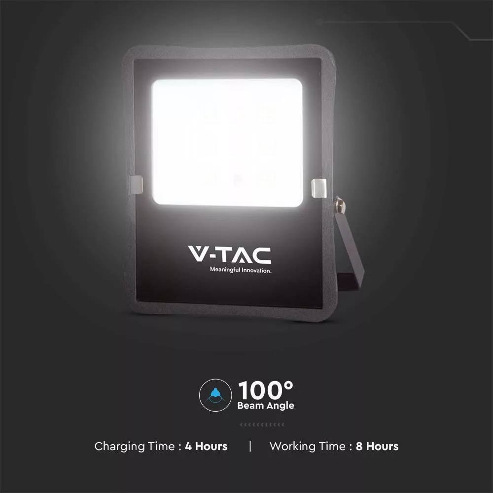 V-TAC Napelemes LED reflektor 12W 1200lm 3,2V 10000mAh 4000K, távirányítóval, fekete - 6967 - Image 4