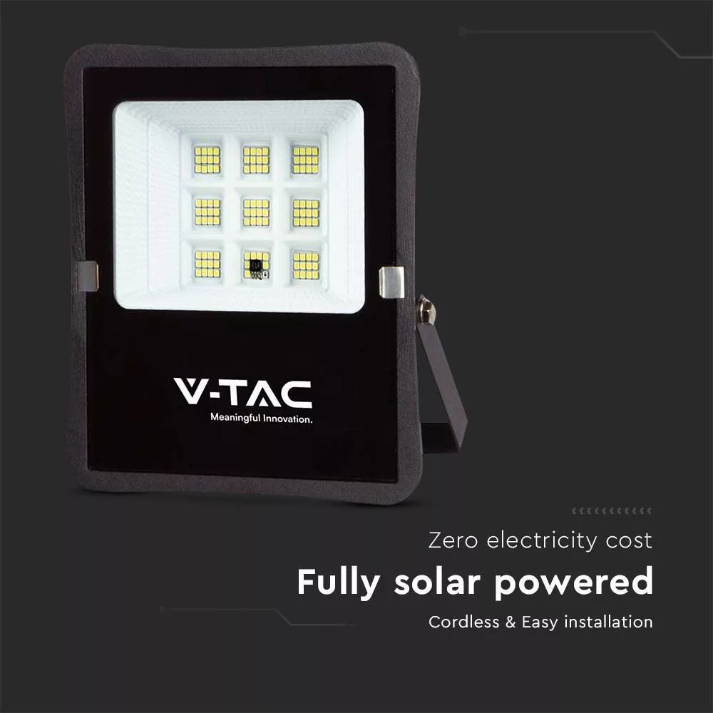 V-TAC Napelemes LED reflektor 16W 1600lm 3,2V 15000mAh 6400K, távirányítóval, fekete - 6968 - Image 8