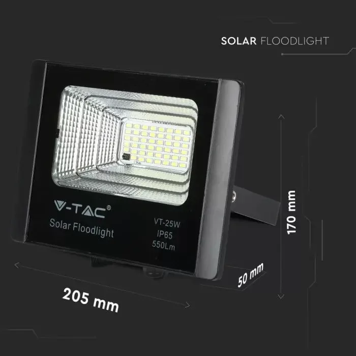 V-TAC Napelemes LED reflektor 16W 1600lm 3,2V 15000mAh 6400K, távirányítóval, fekete - 6968 - Image 3