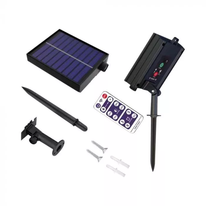 V-TAC napelemes LED party fényfüzér 12 m, 10 db fényforrással, 5W 300lm 3,7V 1200mAh, 3000K, távirányítóval, fekete színű - 7804 - Image 8