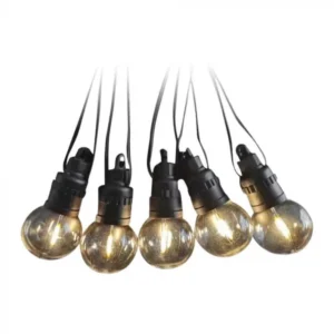 V-TAC napelemes LED party fényfüzér 12 m, 10 db fényforrással, 5W 300lm 3,7V 1200mAh, 3000K, távirányítóval, fekete színű - 7804
