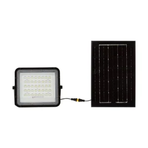 V-TAC Napelemes LED reflektor 10W 800lm 3,2V 6000mAh 6500K, 3m vezetékkel, cserélhető akkumulátorral, távirányítóval, fekete - 7823