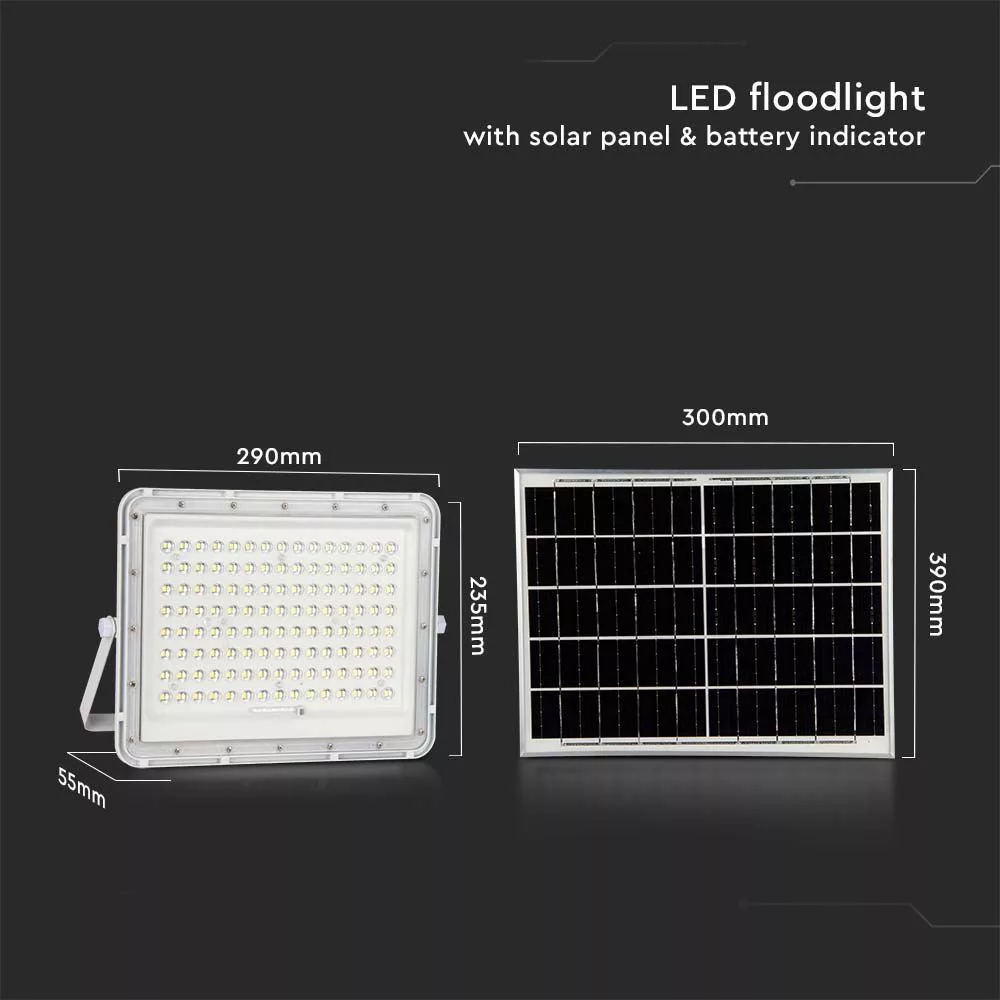 V-TAC Napelemes LED reflektor 20W 1800lm 3,2V 16000mAh 4000K, 3m vezetékkel, cserélhető akkumulátorral, távirányítóval, fehér - 7846 - Image 6