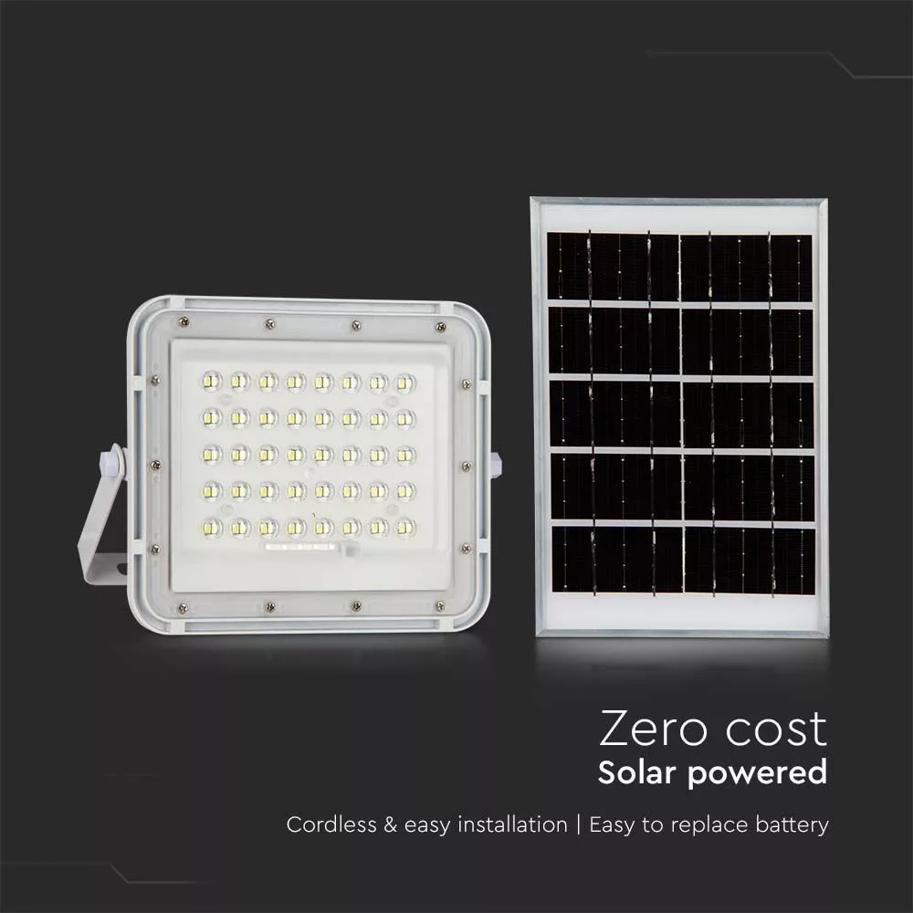 V-TAC Napelemes LED reflektor 20W 1800lm 3,2V 16000mAh 4000K, 3m vezetékkel, cserélhető akkumulátorral, távirányítóval, fehér - 7846 - Image 3