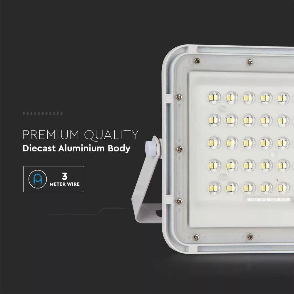 V-TAC Napelemes LED reflektor 30W 2600lm 3,2V 20000mAh 6500K, 3m vezetékkel, cserélhető akkumulátorral, távirányítóval, fehér - 7847 - Image 2