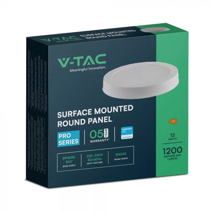 V-TAC PRO falon kívüli, kör alakú LED panel 12W 1200lm 3000K (Samsung Chip) - 78731 - Image 6