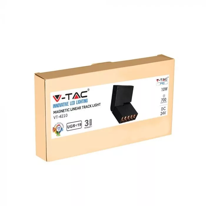 V-TAC dönthető LED spotlámpa mágneses sínhez, 10W 700lm 24V, 3000K, 30o, CRI: >90, UGR<19, fekete színű - 7962 - Image 4