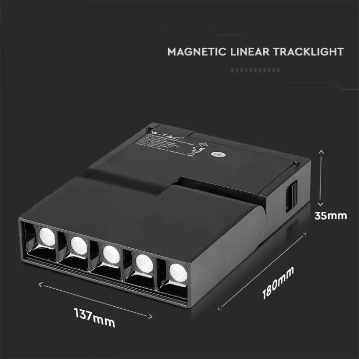 V-TAC dönthető LED spotlámpa mágneses sínhez, 10W 700lm 24V, 3000K, 30o, CRI: >90, UGR<19, fekete színű - 7962 - Image 3