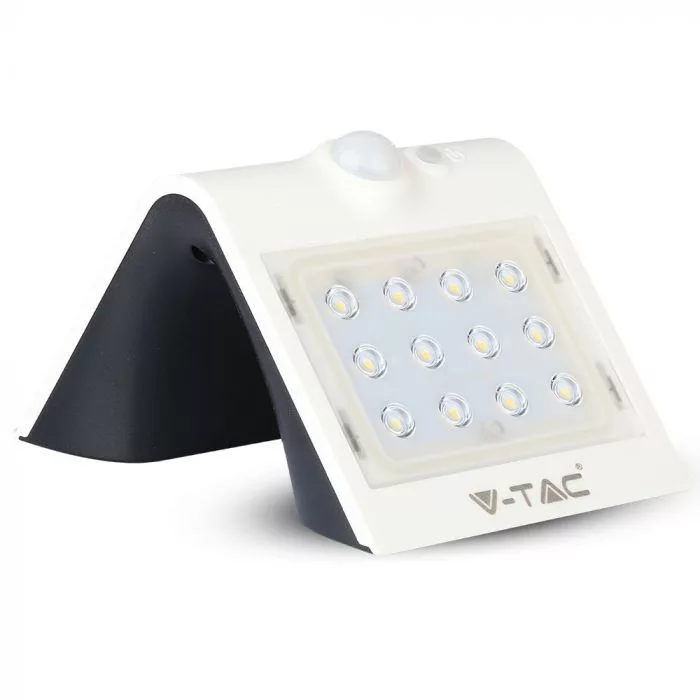 V-TAC napelemes fali LED lámpa (mini reflektor), 1,5W 220lm 3,7V 1200mAh, 4000K, mozgásérzékelővel, fekete-fehér színű - 8276 - Image 4