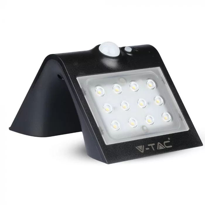 V-TAC napelemes fali LED lámpa (mini reflektor), 1,5W 220lm 3,7V 1200mAh, 4000K, mozgásérzékelővel, fekete színű - 8277 - Image 3