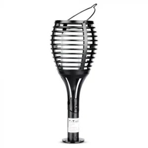 V-TAC napelemes LED láng imitáló kerti lámpa, függeszthető, oldalfalra és állítva is, 0,4W 5lm 3,7V 500mAh, fekete színű - 8558