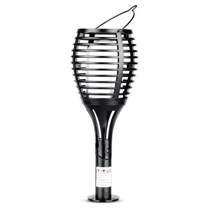 V-TAC napelemes LED láng imitáló kerti lámpa, függeszthető, oldalfalra és állítva is, 0,4W 5lm 3,7V 500mAh, fekete színű - 8558