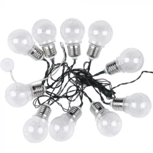 V-TAC napelemes LED party fényfüzér 2 m, 10 db fényforrással, 10W 100lm 1,2V 300mAh, 3000K, ezüst színű - 8559