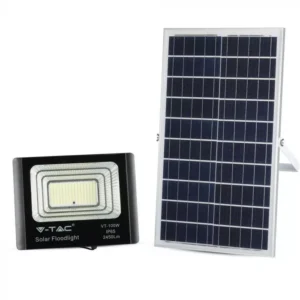 V-TAC Napelemes LED reflektor 35W 2450lm 3,2V 15000mAh 4000K, 5 m vezetékkel, UV álló, távirányítóval, fekete - 8576