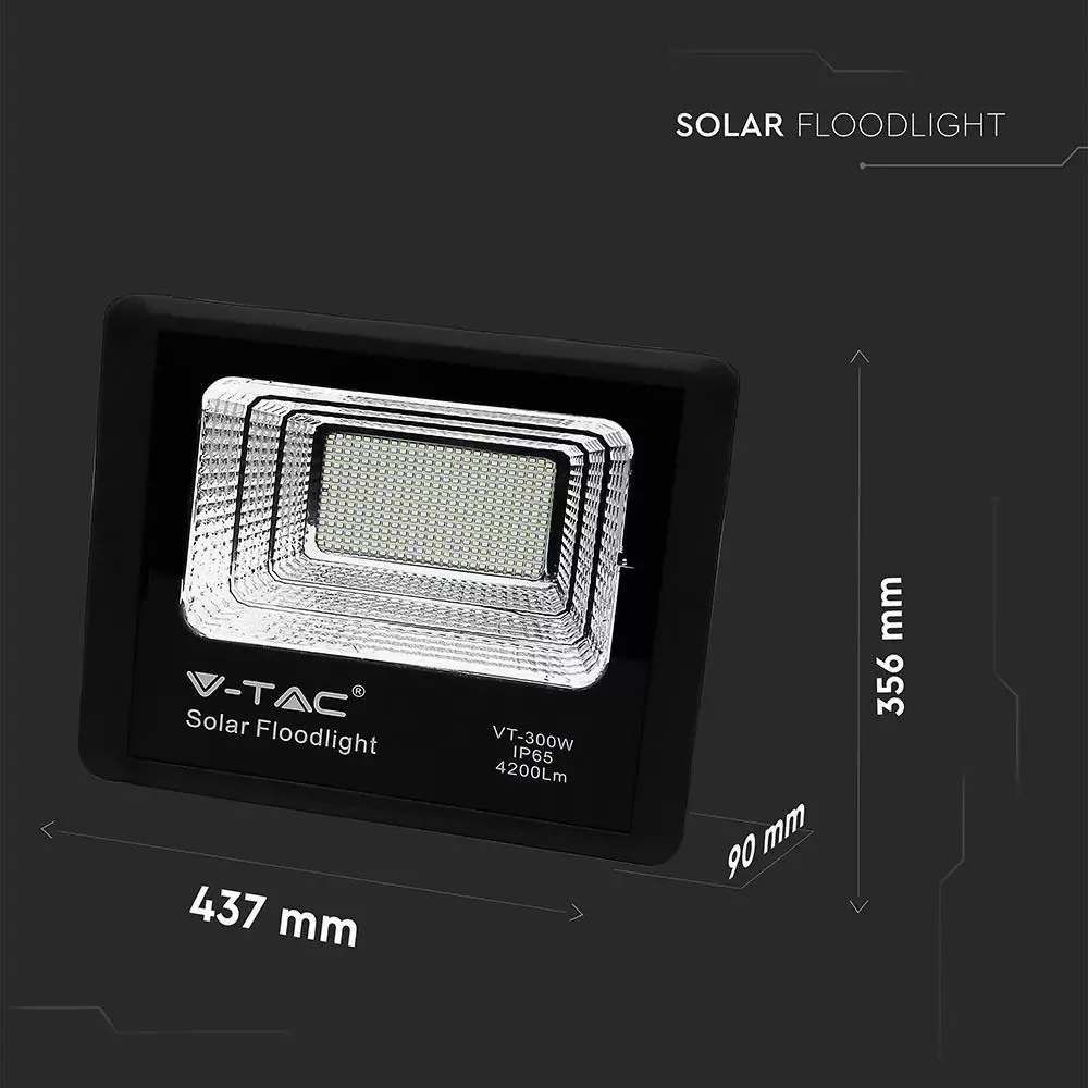 V-TAC Napelemes LED reflektor 50W 4200lm 3,2V 25000mAh 4000K, 5 m vezetékkel, UV álló, távirányítóval, fekete - 8578 - Image 5