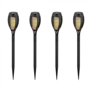 V-TAC napelemes LED láng imitáló leszúrható kerti lámpa csomag (4 db), 1W 10lm 1,2V 300mAh, fekete színű - 8689