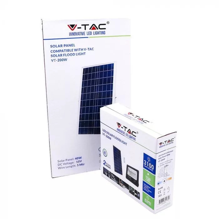 V-TAC Napelemes LED reflektor 40W 3100lm 3,2V 20000mAh 6000K, 5 m vezetékkel, UV álló, távirányítóval, fekete - 94026 - Image 6