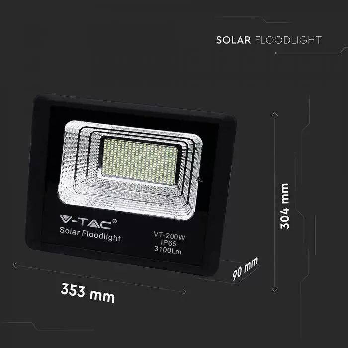 V-TAC Napelemes LED reflektor 40W 3100lm 3,2V 20000mAh 6000K, 5 m vezetékkel, UV álló, távirányítóval, fekete - 94026 - Image 5