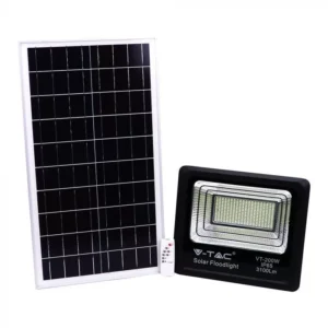 V-TAC Napelemes LED reflektor 40W 3100lm 3,2V 20000mAh 6000K, 5 m vezetékkel, UV álló, távirányítóval, fekete - 94026